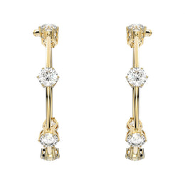 Swarovski Constella Yellow Gold Tone Plated White Crystal Round Cut Hoop Earrings 5622722