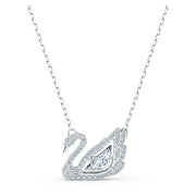 Swarovski Dancing Swan Rhodium Plated White Crystal Necklace, 5514421.