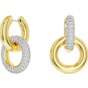 Swarovski Dextera Gold Tone Plated White Crystal Interlocking Loop Earrings