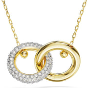 Swarovski Dextera Gold Tone Plated White Crystal Interlocking Loop Necklace