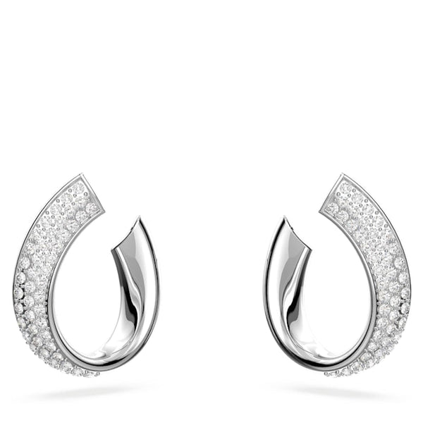 Swarovski Exist Rhodium Plated White Crystal Small Hoop Earrings, 5637563.