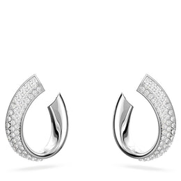 Swarovski Exist Rhodium Plated White Crystal Small Hoop Earrings, 5637563.