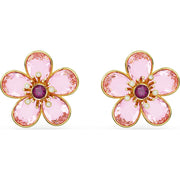 Swarovski Florere Gold Tone Plated Pink Crystal Flower Stud Earrings 5656635