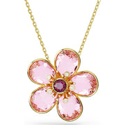 Swarovski Florere Gold Tone Plated Pink Crystal Necklace 5657875