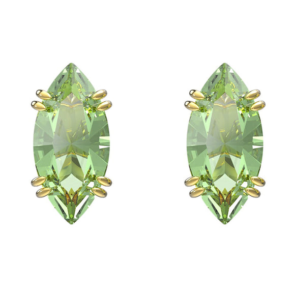 Swarovski Gema Gold Tone Plated Green Kite Cut Crystal Stud Earrings, 5614453.