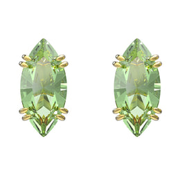 Swarovski Gema Gold Tone Plated Green Kite Cut Crystal Stud Earrings, 5614453.