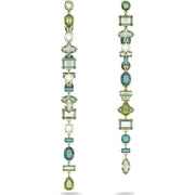 Swarovski Gema Gold Tone Plated Multicoloured Crystal Asymmetrical Long Drop Earrings, 5613734