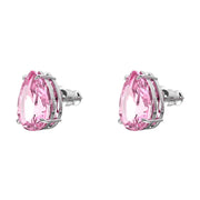 Swarovski Gema Rhodium Plated Pink Crystal Teardrop Stud Earrings, 5614455.