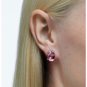 Swarovski Gema Rhodium Plated Pink Crystal Teardrop Stud Earrings, 5614455_4.