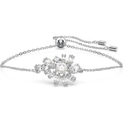 Swarovski Gema Rhodium Plated White Crystal Flower Adjustable Bracelet, 5644684
