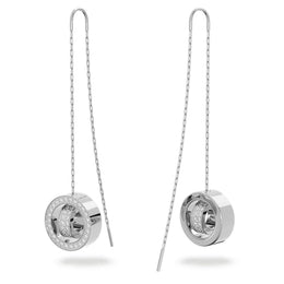 Swarovski Hollow Rhodium Plated White Crystal Long Drop Earrings, 5636435_2.