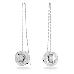 Swarovski Hollow Rhodium Plated White Crystal Long Drop Earrings, 5636435.