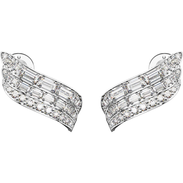 Swarovski Hyperbola Rhodium Plated White Crystal Mixed Cut Stud Earrings 5652102