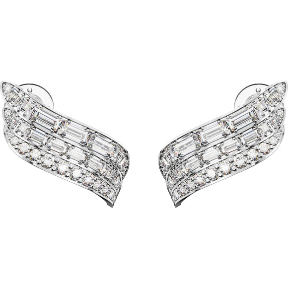 Swarovski Hyperbola Rhodium Plated White Crystal Mixed Cut Stud Earrings 5652102