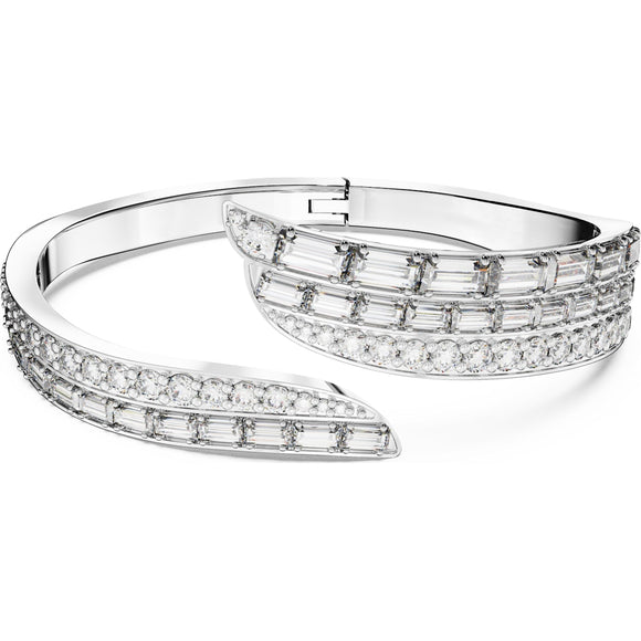 Swarovski Hyperbola Rhodium Plated White Crystal Mixed Cuts Bangle Size M 5652093