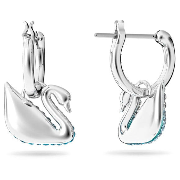 Swarovski Iconic Swan Blue Rhodium Plated Crystal Earrings, 5512577_4.