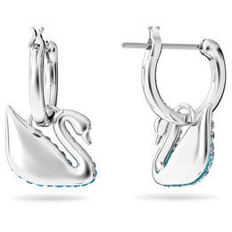 Swarovski Iconic Swan Blue Rhodium Plated Crystal Earrings, 5512577_4.