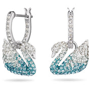 Swarovski Iconic Swan Blue Rhodium Plated Crystal Earrings, 5512577.