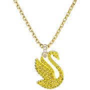 Swarovski Iconic Swan Gold Tone Plated Yellow Crystal Necklace 5647553