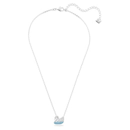 Swarovski Iconic Swan Rhodium Plated Blue Crystal Swan Necklace, 5512094_2.