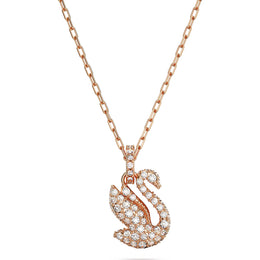 Swarovski Iconic Swan Rose Gold Tone Plated White Crystal Necklace 5647555