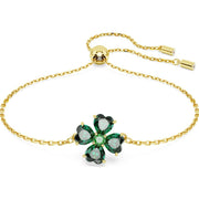 Swarovski Idyllia Gold Tone Plated Green Crystal Clover Bracelet