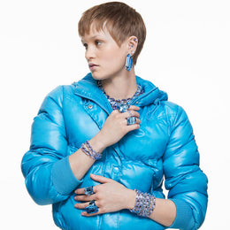 Swarovski Lucent Blue Crystal Hoop Earrings, 5633950_4.