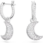 Swarovski Luna Rhodium Plated White Crystal Moon Earrings
