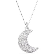 Swarovski Luna Rhodium Plated White Crystal Moon Necklace