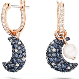 Swarovski Luna Rose Gold Tone Plated Moon Asymmetrical Earrings