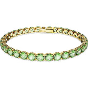 Swarovski Matrix Gold Tone Plated Green Crystal Medium Round Cut Tennis Bracelet Size L 5658850