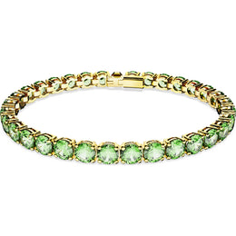 Swarovski Matrix Gold Tone Plated Green Crystal Medium Round Cut Tennis Bracelet Size M 5658849