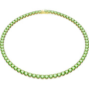 Swarovski Matrix Gold Tone Plated Green Crystal Tennis Necklace 5661189