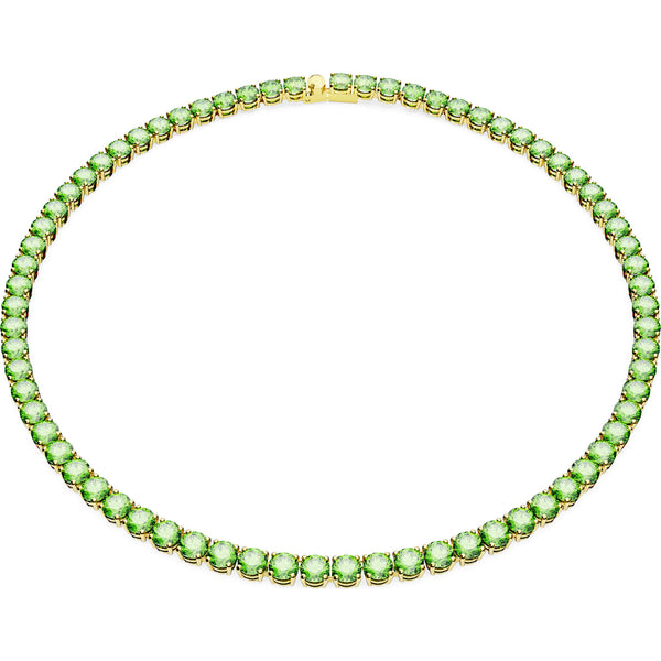 Swarovski Matrix Gold Tone Plated Green Crystal Tennis Necklace 5661189