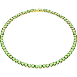 Swarovski Matrix Gold Tone Plated Green Crystal Tennis Necklace 5661189