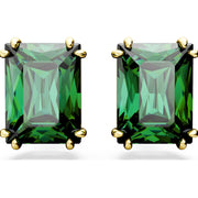 Swarovski Matrix Gold Tone Plated Rectangular Cut Green Crystal Earrings