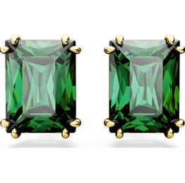 Swarovski Matrix Gold Tone Plated Rectangular Cut Green Crystal Earrings
