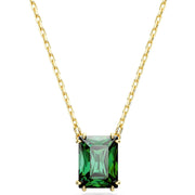 Swarovski Matrix Gold Tone Plated Rectangular Cut Green Crystal Necklace