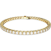 Swarovski Matrix Gold Tone Plated White Crystal Small Round Cut Tennis Bracelet Size L 5657662