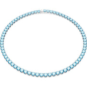 Swarovski Matrix Rhodium Plated Blue Crystal Tennis Necklace 5661187