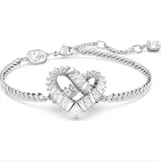 Swarovski Matrix Rhodium Plated Heart White Crystal Bracelet, 5648299 