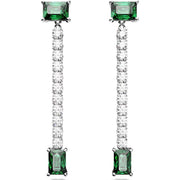 Swarovski Matrix Rhodium Plated Mixed Cut Green Crystal Drop Earrings