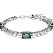 Swarovski Matrix Rhodium Plated Mixed Cut Green Crystal Tennis Bracelet
