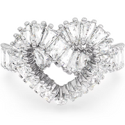 Swarovski Matrix Rhodium Plated White Crystal Heart Cocktail Ring - Size 50 5648290