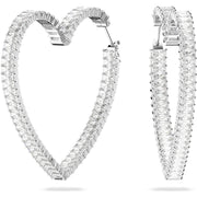 Swarovski Matrix Rhodium Plated White Crystal Heart Hoop Earrings 5647591