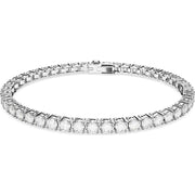 Swarovski Matrix Rhodium Plated White Crystal Small Round Cut Tennis Bracelet Size L 5648938