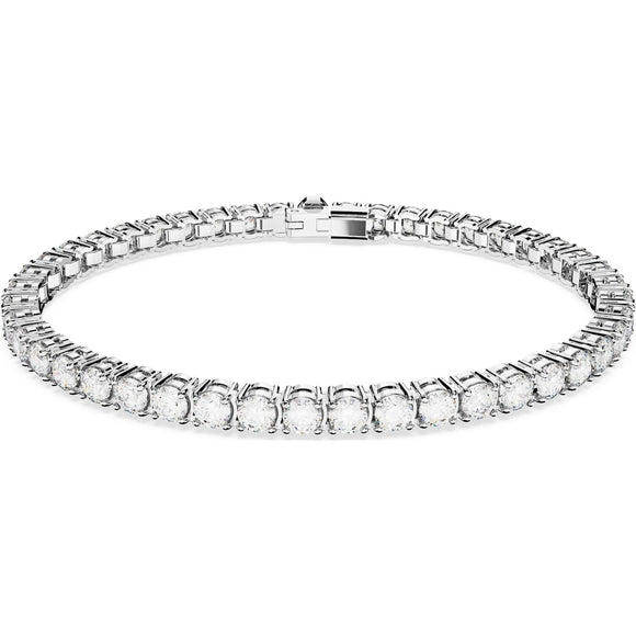 Swarovski Matrix Rhodium Plated White Crystal Small Round Cut Tennis Bracelet Size L 5648938