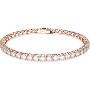 Swarovski Matrix Rose Gold Tone Plated White Crystal Small Round Cut Tennis Bracelet Size L 5657661