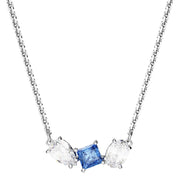Swarovski Mesmera Rhodium Plated Mixed Cut Blue Crystal Necklace