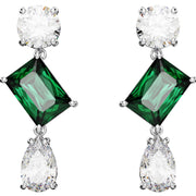 Swarovski Mesmera Rhodium Plated Mixed Cut Green Crystal Earrings